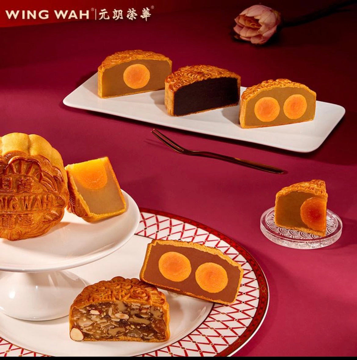 老字号品牌香港荣华 Wing Wah「双黄五仁月饼」，规格 740g / 26oz，4个装。优惠价含3盒月饼再送1袋价值$128的半磅顶级羊肚菌 (Copy)