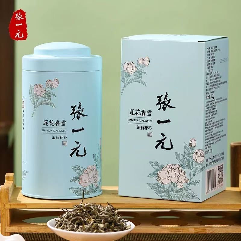 张一元 茶叶 顶级浓香茉莉花茶 莲花香雪100g/瓶