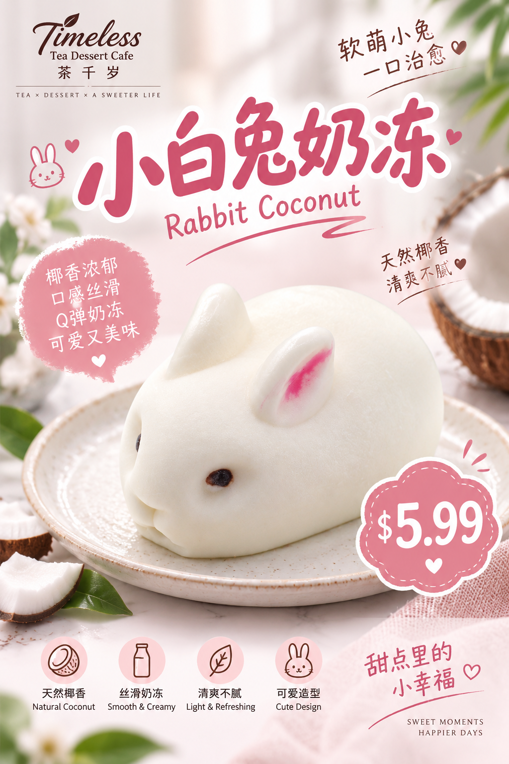 茶千岁 小白兔 奶冻 2个/份
Rabbit Coconut